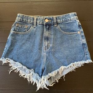 PRETTYLITTLETHING high waisted blue shorts